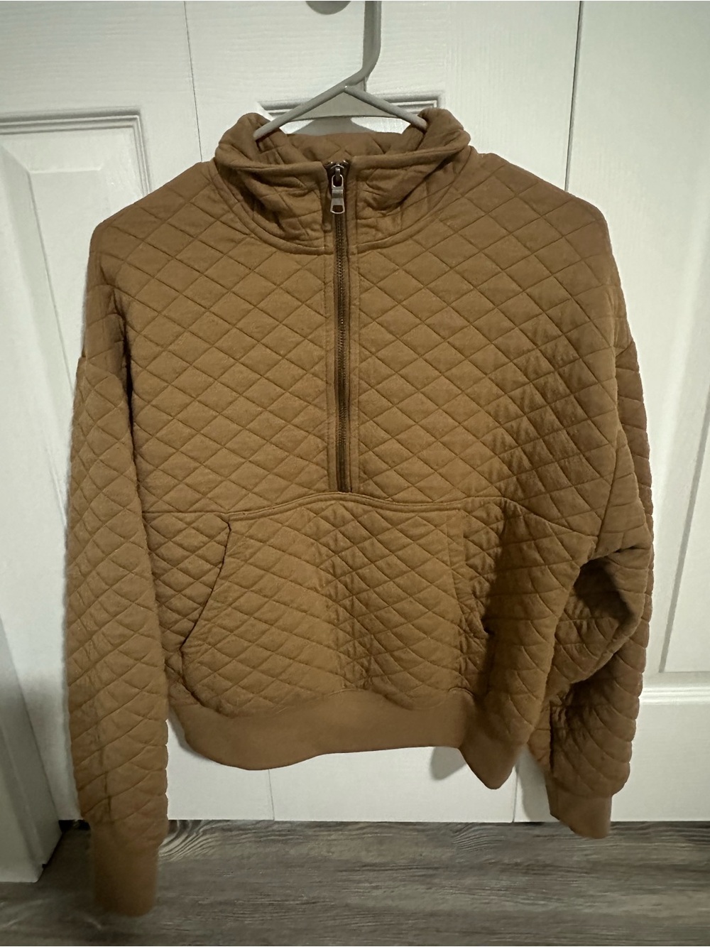 DSG Quilted Half-Zip Puffer Jacket in Brown